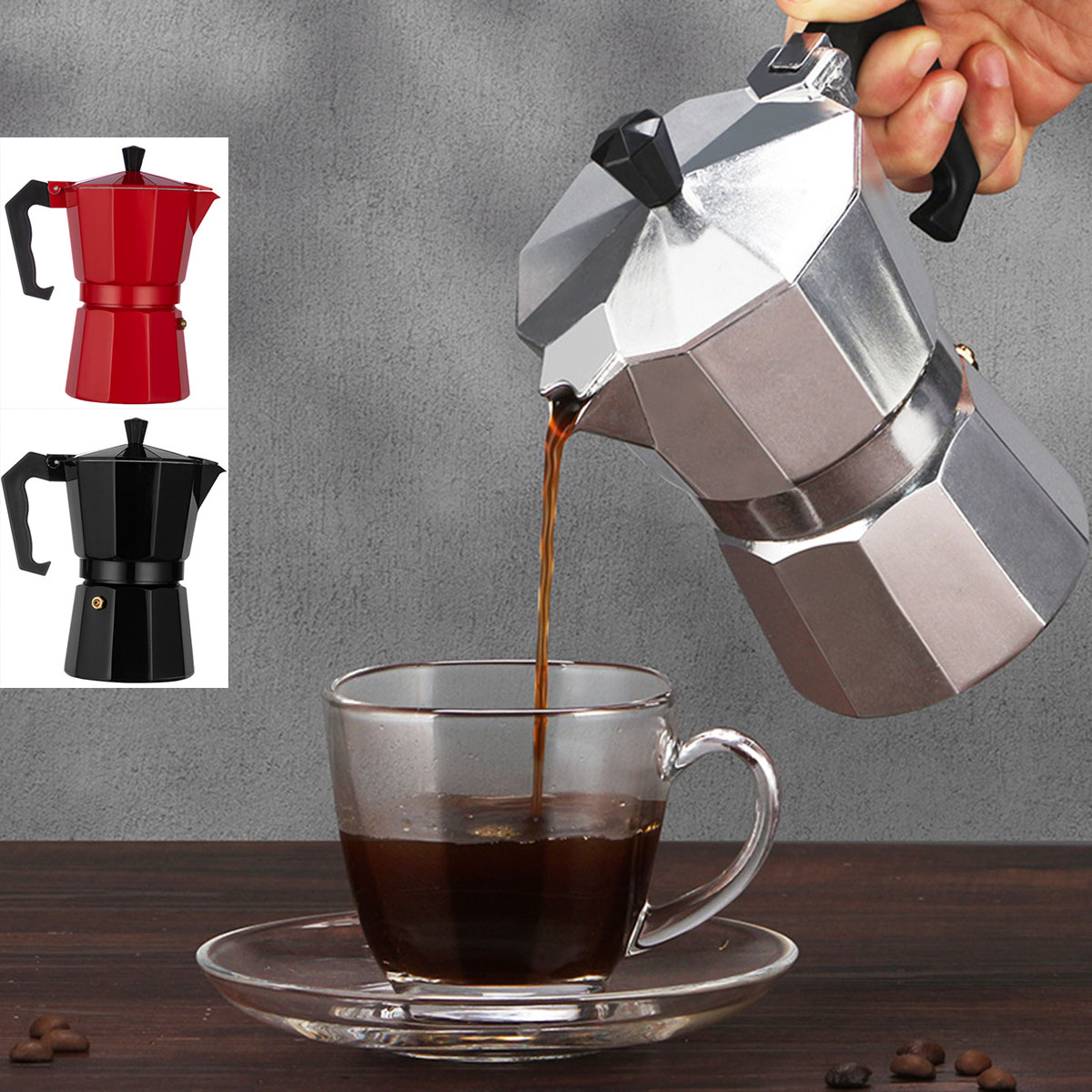 Moka Pot Stove - コーヒーメーカーポットアルミモカエスプレッソパーコレーターポットコーヒーケトルカフェテラ家庭用屋外コンロカフェツールスライバー赤黒