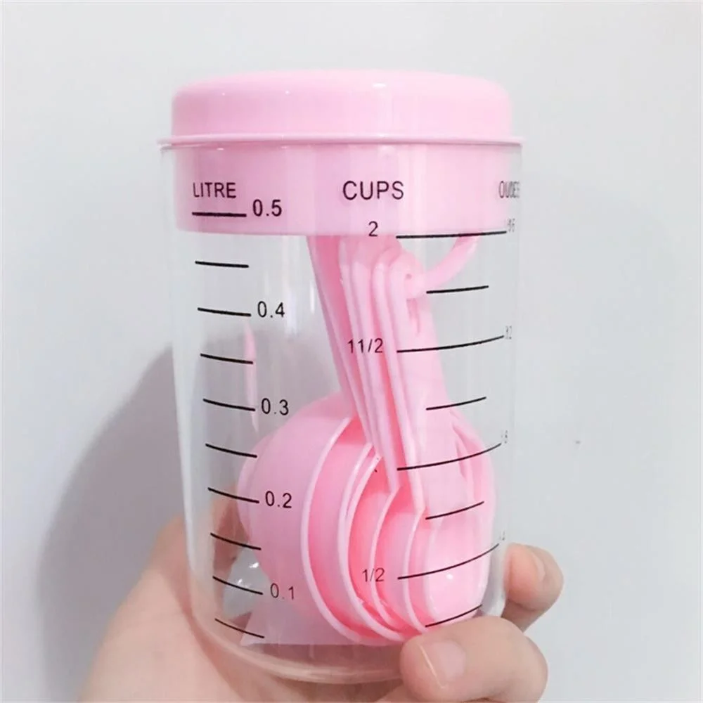 Coffee Tea And Sugar Set - 7 ピース/セットプラスチック計量カップとスプーン紅茶コーヒーキッチン用品ベーキングツールトレイ