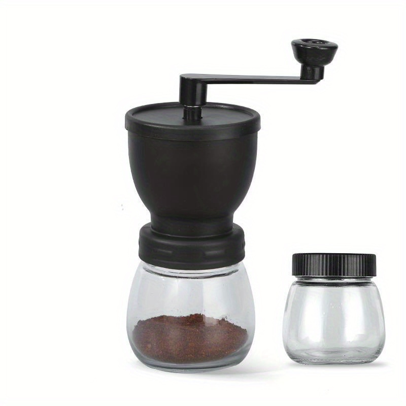 Burr Hand Grinder - 携帯用マニュアルコーヒーグラインダー、追加のガラスジャー付き、調整可能なセラミック刃のハンドコーヒーミル、家庭、旅行、キャンプ用