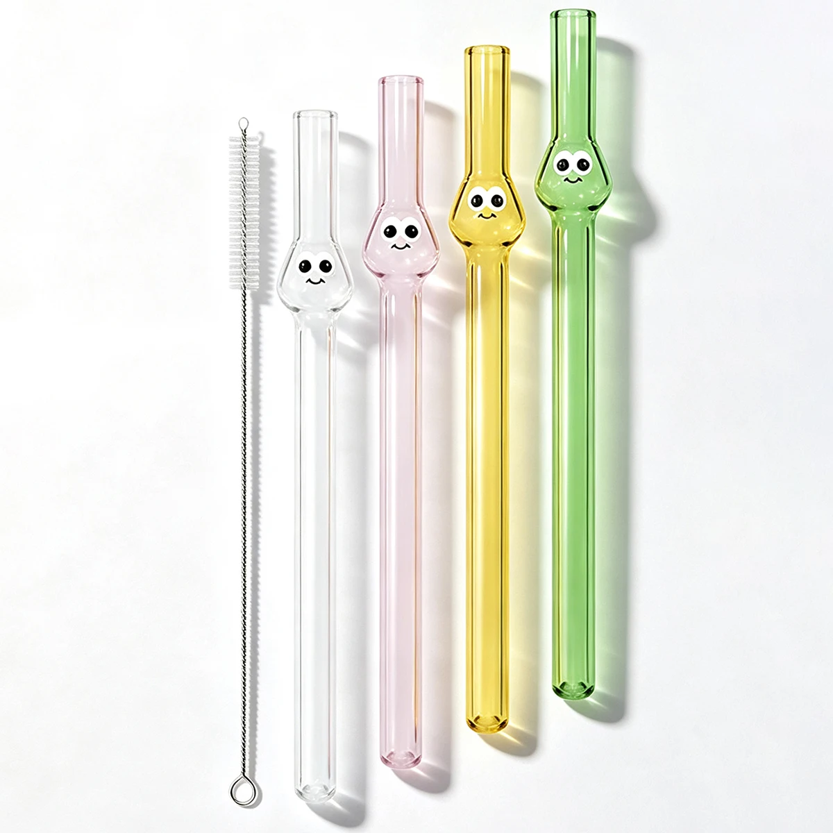 Coffee Tea And Sugar Set - 幅広12mmガラスストローセット4本、ブラシ付き、再利用可能なガラスストロー、ミルクシェイク、ジュース、コーヒー、紅茶、キッチン、バーアクセサリーに最適