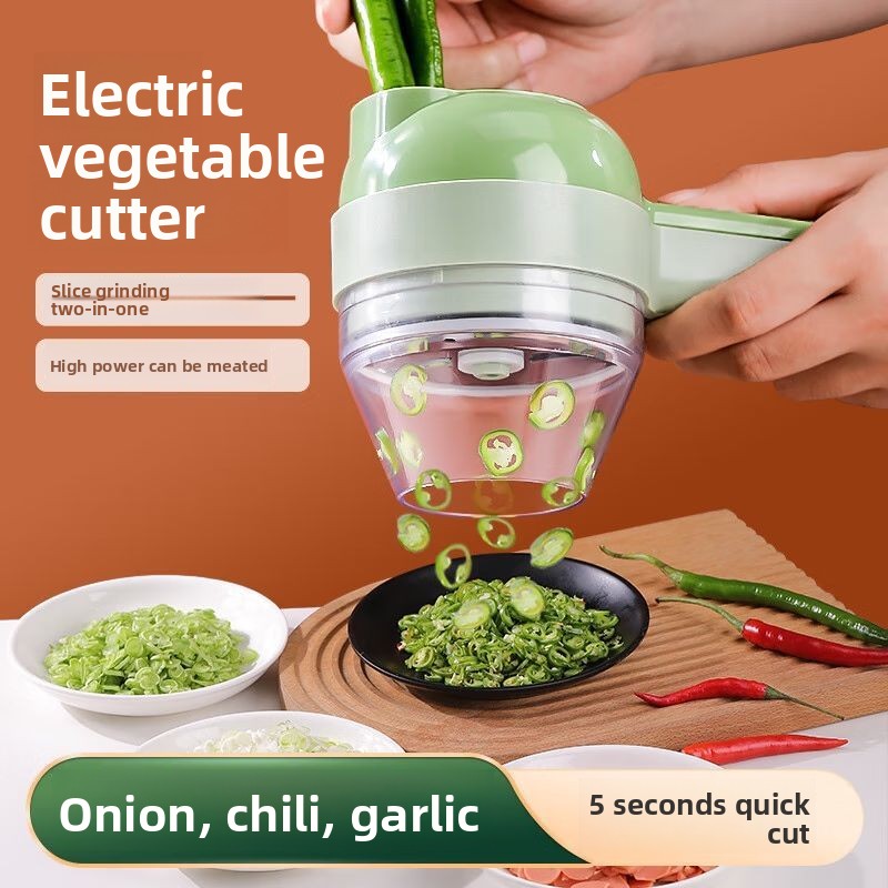 Burr Hand Grinder - 4In1 電気野菜カッターセットハンドヘルドワイヤレス電気ガーリックマッシャー食品チョッパー肉グラインダーマシン食品皮スライス