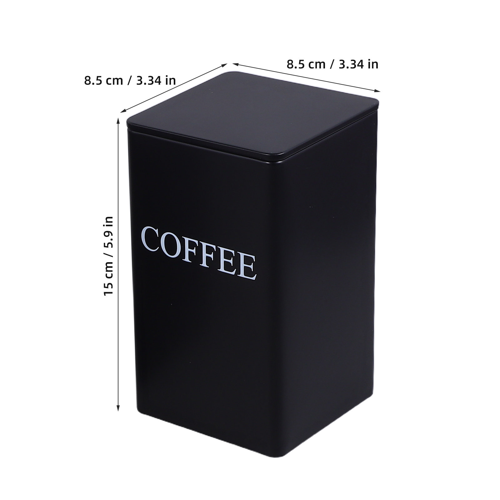3個入り、キッチン収納用金属製の黒い正方形の密閉容器。お茶、 - Coffee Tea Sugar のレビューと価格