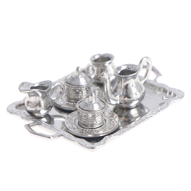 *10個入り 1/12 ドールハウス用 ミニチュア シルバー - Coffee Tea And Sugar Set のレビューと価格