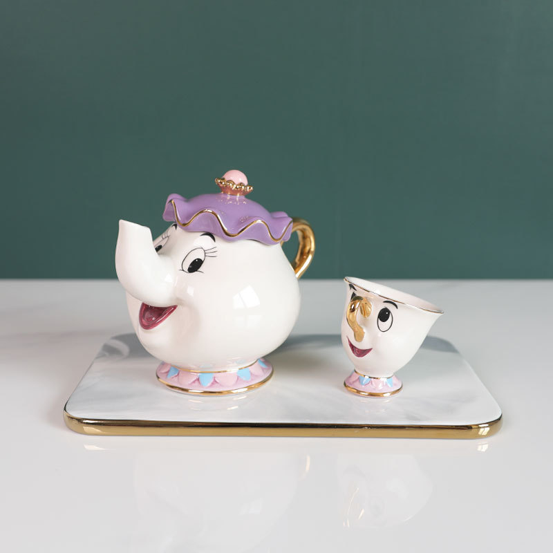 在庫ありのかわいい漫画風美女と野獣のティーポット、コーヒーポ - Coffee Tea And Sugar Set のレビューと価格