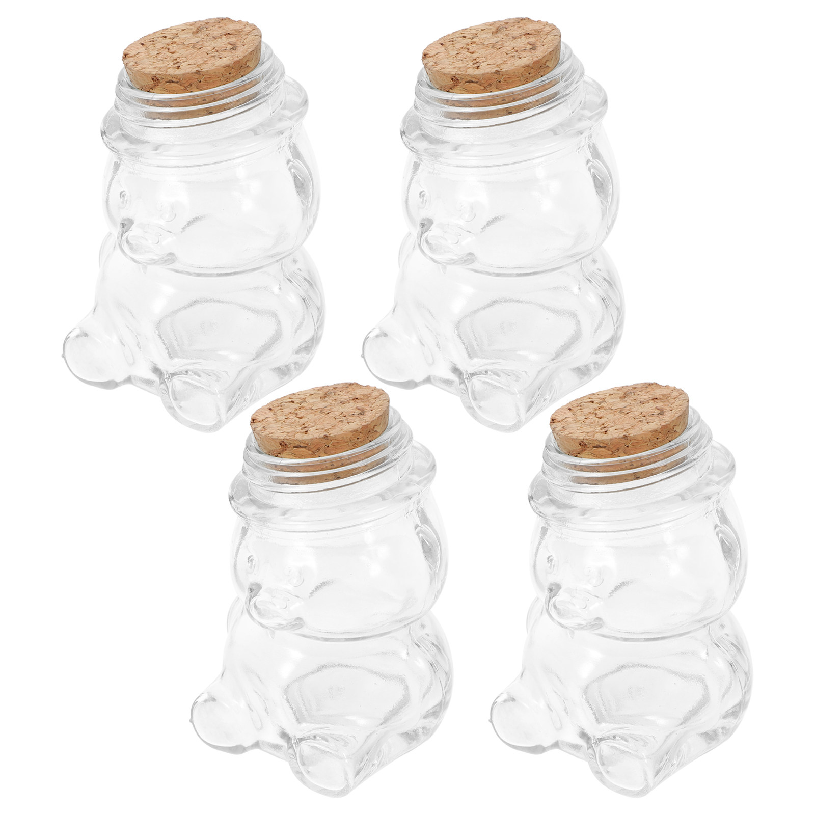 透明なガラス製のキャンディージャー4個セット。密閉蓋付きで、 - Coffee Tea Sugar のレビューと価格